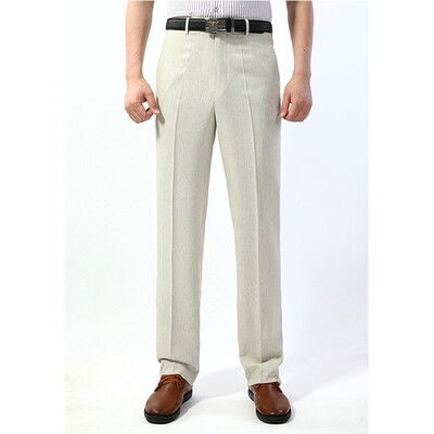 

WENGUANGUO Summer thin section pleated high waist free ironing straight loose standard version mens trousers 7941