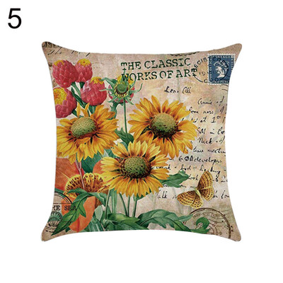 

Vintage Flower Peacock Feather Linen Pillow Case Cushion Cover Sofa Home Decor