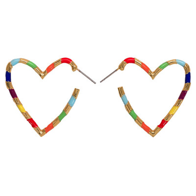 

Punk Color Block Heart Shape Statement Lady Stud Earrings Jewelry Valentine Gift