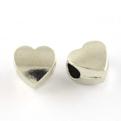 

Tibetan Style Alloy European Beads Heart Large Hole Beads Lead Free Antique Silver 105x105x7mm