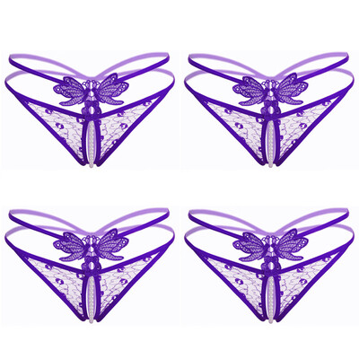 

Toponeto 4PC Women Thong Bragas Sexy Panties Thong Lace Word Pants Briefs Underwear