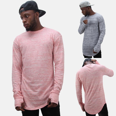 

Mens Comfy Loose Long Sleeve Autumn Solid T Shirt Casual O Neck Tops Muscle Tee