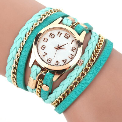 

Luxury Vintage Leather Mujer Bracelet Watch Men Women Wristwatch Fashion Casual Analog Ladies Watches Relogio Weave Wrap Quartz Cl