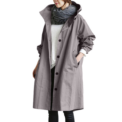 

Toponeto Womens Winter Loose Hooded Wild Elegant Windbreaker Comfortable Coat Outwear