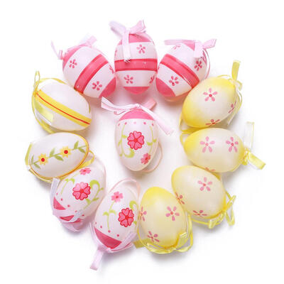 

12pcs Easter Plastic Eggs Creative Gifts Pendant DIY Painted Children Toy