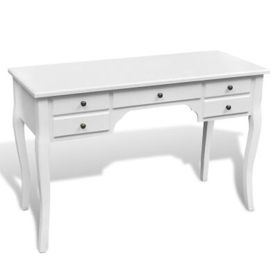 

Wooden French Desk with Curved Legs&5 Drawers