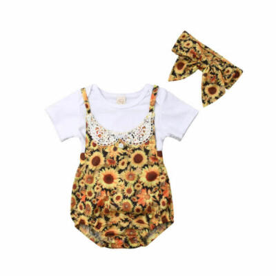 

Summer Toddler Newborn Baby Girl Floral Romper Bodysuit Sunsuit Clothes Outfits