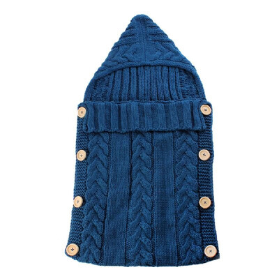 

Infant Swaddle Blankets Soft Thick Breathable Knit Stroller Wraps Sleeping Sack Keep Warm Outdoor Button Closure Hooded Design for