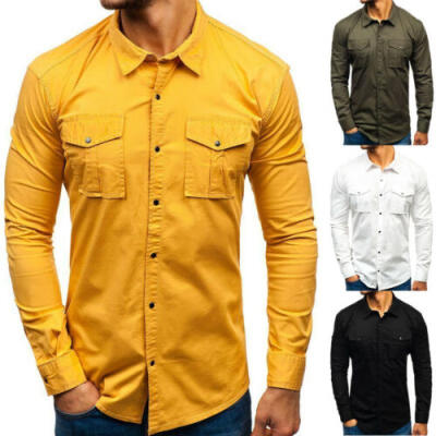 

Mens Long Sleeve Shirts Casual Formal Slim Fit Shirt Top  L XL 2XL 3XL