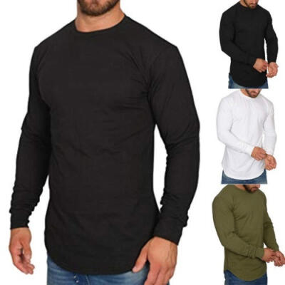 

Mens Long Sleeve Loose T Shirt Casual O Neck Tops Oversize Basic Tee