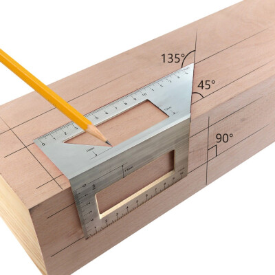 

JPGIF Aluminum Woodworking Scriber T Ruler Multifunction 4590 Degree Angle Ruler