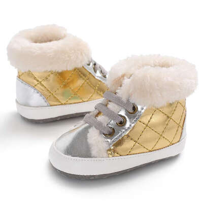 

WEIXINBUY Newborn Baby Girls Snow Boots Shoes Warm Plush Soft Bottom Baby Leather Winter Kids For Baby 0-18M