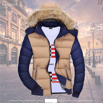 

Toponeto Mens Winter Zipped Warm Tracksuit Casual Patchwork Long Sleeve Outwear Coat