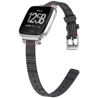 

Ecsem Slim Woven Bands for Fitbit Versa Bands Durable Canvas Fabric Strap with Stainless Steel Bead 55"-81"