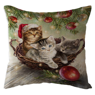 

〖Follure〗Christmas Snow House Pillow Case Linen Sofa Throw Cushion Cover Home Decor