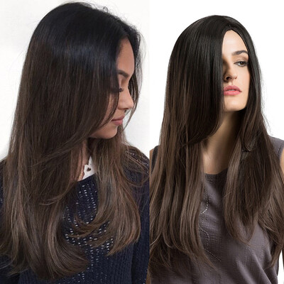 

〖Follure〗Natural Women Brown Straight Wigs Long Curly Wavy Synthetic Fashion Hairsty Wigs