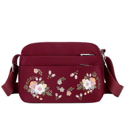 

Embroidery single shoulder bag sport small bag middle-aged mother bag light leisure small cloth bag Oxford cloth bag