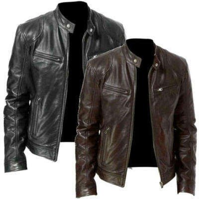 

Winter Warm Genuine Black&Brown Leather Jacket New Men Slim fit Biker Motorcycle