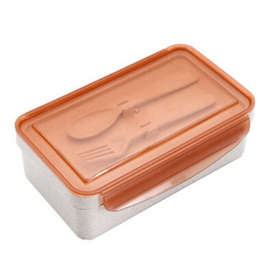 

Wheat Straw Lunch Box With Spoon Fork Square Lunch Box Sealed Lunch Bento Box Set Simple Portable Lunch Box For Students