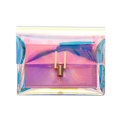 

Women Laser Transparent Crossbody Handbags Messenger Shoulder Beach Handbag PVC Waterproof Two Piece Handbag Travel Chain BagYL