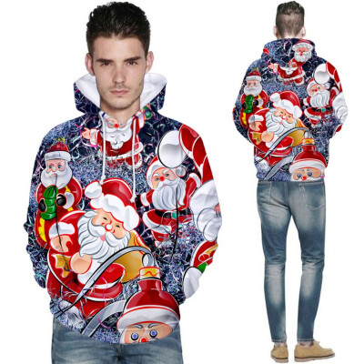 

Toponeto Christmas Women Men Print Long Sleeve Hoodie Sweatshirt Ugly Pullover Tops