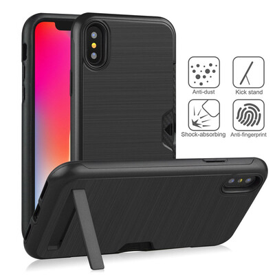 

Card Holder Stand Case Apple iPhone  Max Rugged Armor Bumper Case iPhone  Max Hybrid TPU PC Shockproof Cover 65