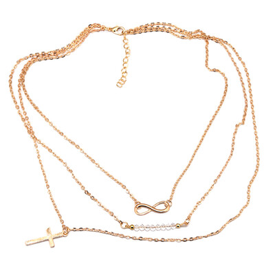 

2019 New Arrivals Hot Fashion Multilayer Necklace Bohemian Style 8 Word Cross Beaded Crystal Chokers Necklaces For Women Jewelry