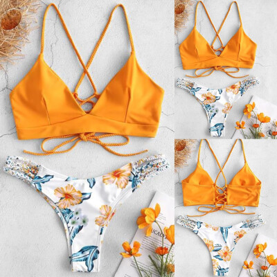 

Roseonmyhand WWomens Bikini Cut Flower Two Piece Swimsuit Pushups Swimwear Beachwear