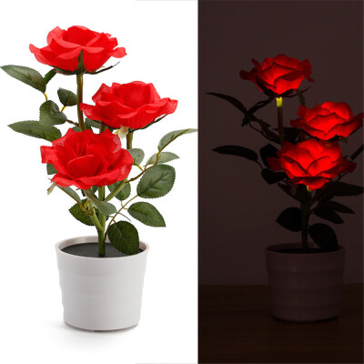 

Gobestart Solar Rose Flower Lights LED Artificial Rose Pot Flower Bonsai LED Lamp