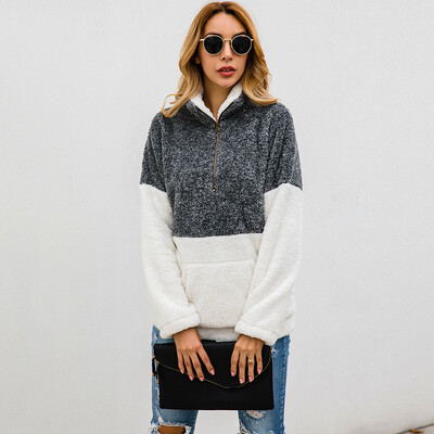 

Fashion Womens Casual Long Sleeve Turtleneck Pullover Zipper Sweater Sweatshirts