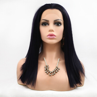 

Amazing Star Lace Frontal Bob Wigs Straight Hair Black Color Free Part Heat Resistant Hand Tied Lace Frontal Synthetic Hair Wigs