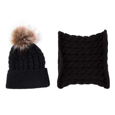 

2pcs Baby Hats Scarf Set Winter Knitted Warm Fur Ball Girl Boy Cap Scarves