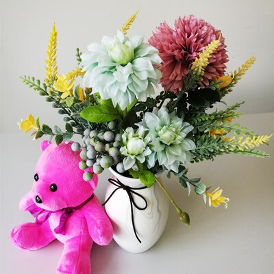 

1 Bouquet Artificial Dahlia Flowers Orchid Dandelion Decorative Party Silk fake Flowers For Home Hotel decor DIY Wedding