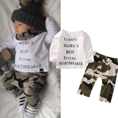 

2PCS Set Newborn Infant Kids Baby Boy Clothes Casual T-shirtLong Pants Outfits