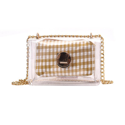 

Tailored Summer Woman Bag 2019 New Transparent Shoulder Jelly Bag Chain 2PC Messenger bag