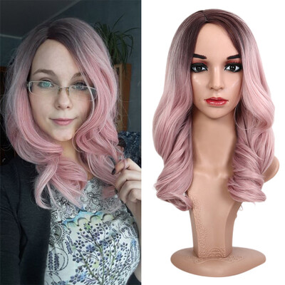 

〖Follure〗Fashion Pink Green Red Gold Long Curly Hair Wig Synthetic Water Wave Long Hair