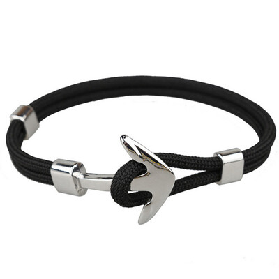 

New Black Anchor Bracelet For Men Fashion Handmade Charm Braclet Jewelry Male Accessories