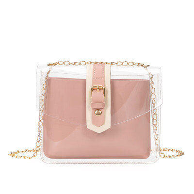 

2PcsSet Fashion Women Transparent Crossbody Jelly Shoulder Bag Phone Purse