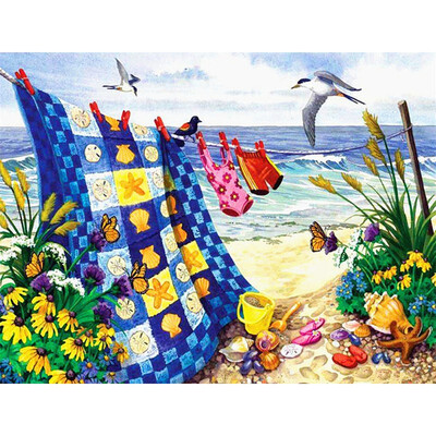 

Diamond Painting Seaside Scenery Full Round Drill Sale Landscape Picture Rhinestone Home Decor Diamond Embroidery Flower