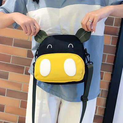 

Chaopai Pigs Backpack Female Cute Cartoon Spliced Canvas small backpack Ugly Cute Animal Travel Backpack
