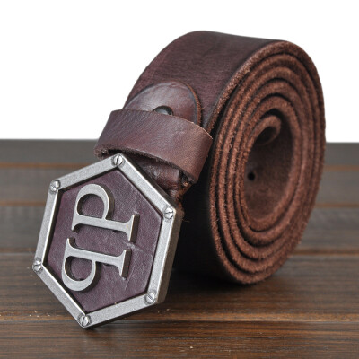 

New mens leather belt top layer leather retro tide mens smooth buckle belt mens belt fashion wild belt