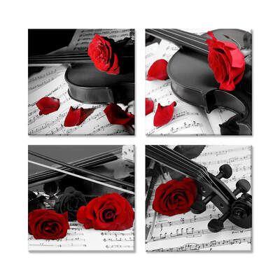 

4Pcsset Rose Canvas Printed Oil Painting Paper Poster Picture Home Wall Decor Not Framed