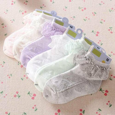 

US Princess Girl Toddler Kids Baby Vintage Lace Bow Ruffle Frilly Ankle Socks