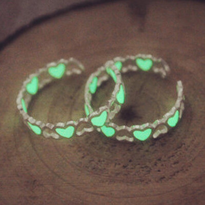 

Your Favorite Luminous Light Love Shape Ring Opening Adjustable Silver Ring Creative Lovers Gift