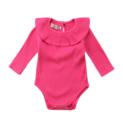 

Newborn Toddler Baby Girls Long Sleeves Bodysuit Lotus Leaf Collar Outfits