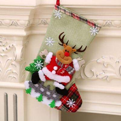 

New Hot Linen Large Size Christmas Stocking Gift Holders Holiday Party Christmas Fireplace Decorations