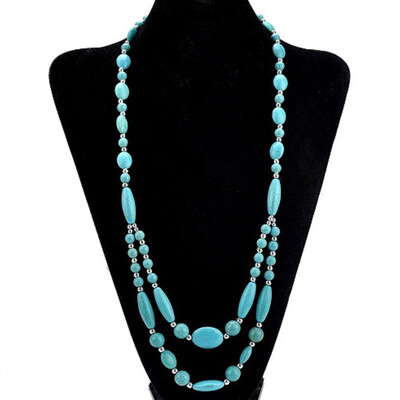 

Ladies Fashion Charm Bohemian Turquoise Beads Collar Bib Necklace Pendant Summer Women Beach Party Fine Jewelry Accessories