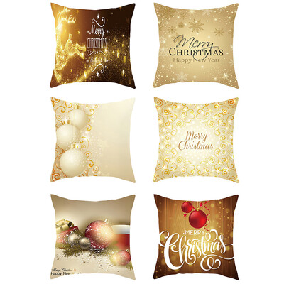

Siaonvr 6PC Merry Christmas Short Plush Pillowcase Sofa Pad Set Home Decoration 18x18 In