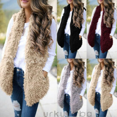 

Women Faux Fur Waistcoat Gilet Jacket Coat Sleeveless Outwear Short Fashion Vest