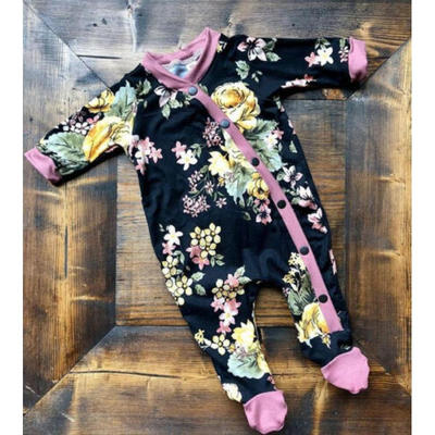

Newborn Infant Baby Girls Autumn Clothes Floral Romper BodysuitHeadband Outfits